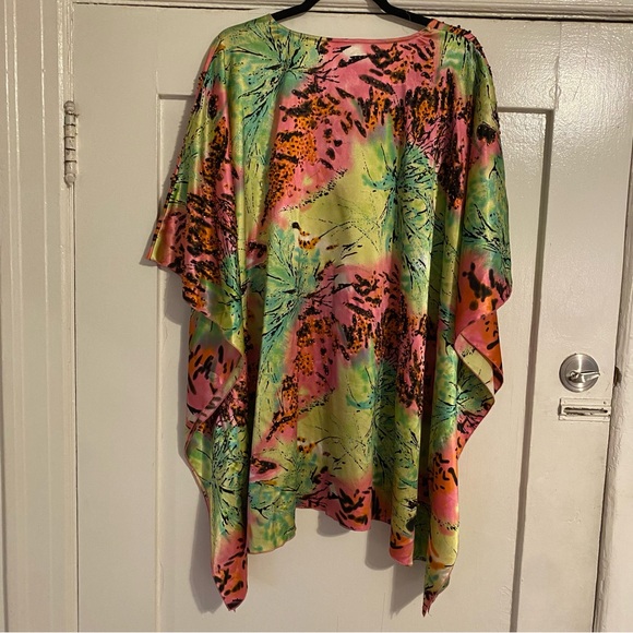 Camilla Tie Dye Silk Beaded Caftan Tunic - Picture 9 of 11
